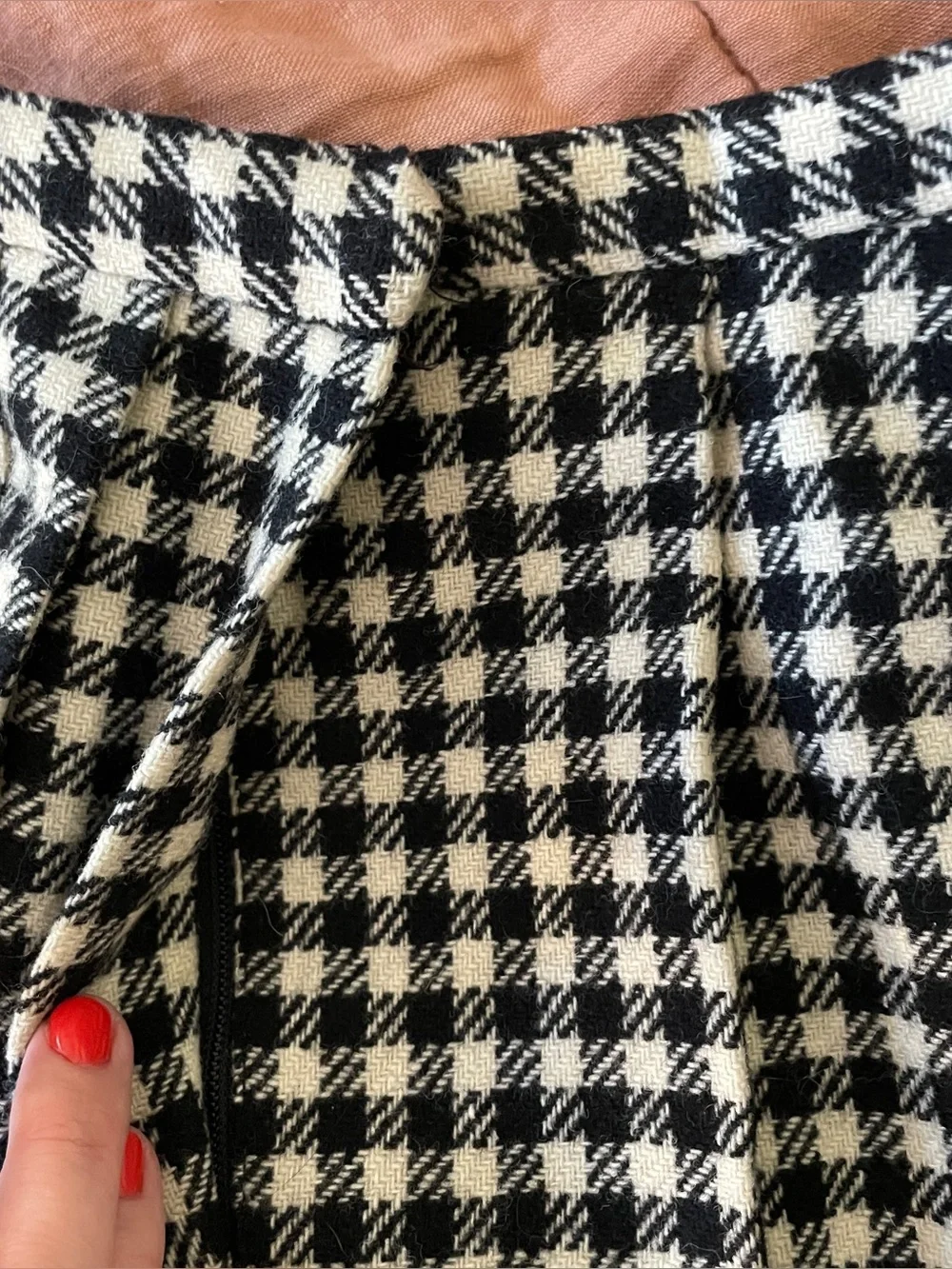 VTG Evan-Picone Black and White Houndstooth A-Line wool skirt